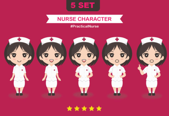 Cartoon Characters Nurse: Editable Vector Assets