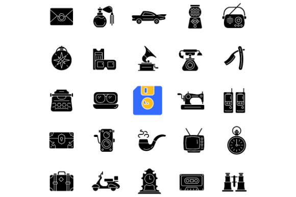 Evaluating the Vintage Style Black Glyph Icons Bundle for Professional Design