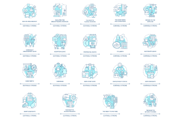 Maternity Leave Concept Icons Bundle