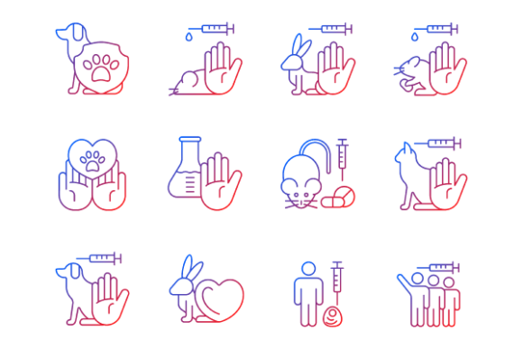 No Animal Testing Gradient Icons Bundle: Visualizing Ethical Beauty and Modern Design