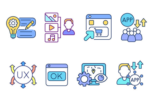 Software Development Process RGB Icons Guide