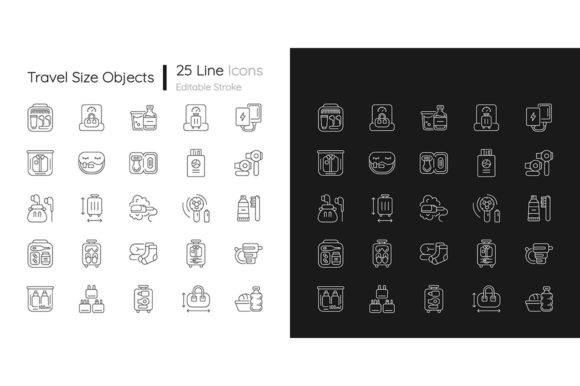 Travel Size Objects Linear Icons Set: Designing for the Modern Journey