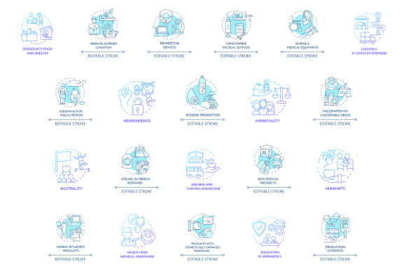 Visualizing Crisis Response: Understanding the Humanitarian Aid Review Icons Bundle